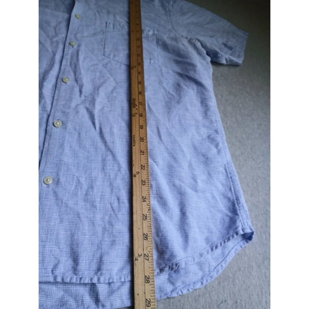 Banana Republic Shirt Mens Large Linen Button Down Preppy Blue Casual Slim Fit